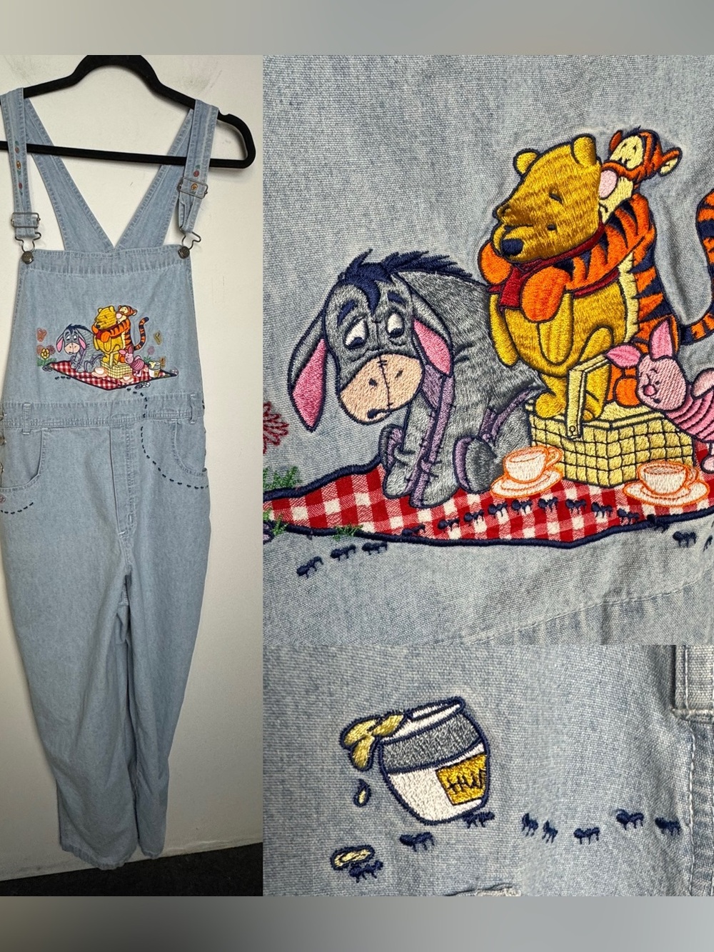 Vintage Disney Catalogue Winne The Pooh Embroidered Overalls Womens Large